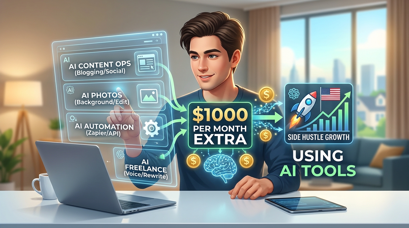 How to Make $1000 Per Month Using AI Tools as a Side Hustle in the USA?